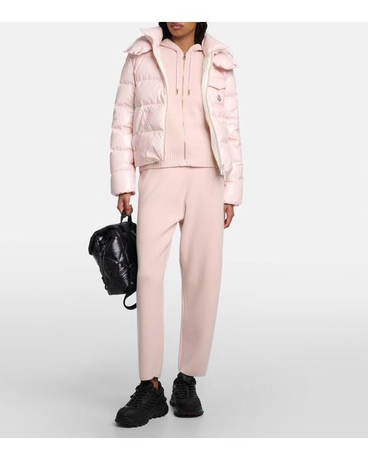 Pantaloni sportivi in lana e cashmere di Moncler in Pink
