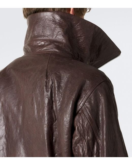 Rick Owens Brown Dracuflight Leather Blouson Jacket for men