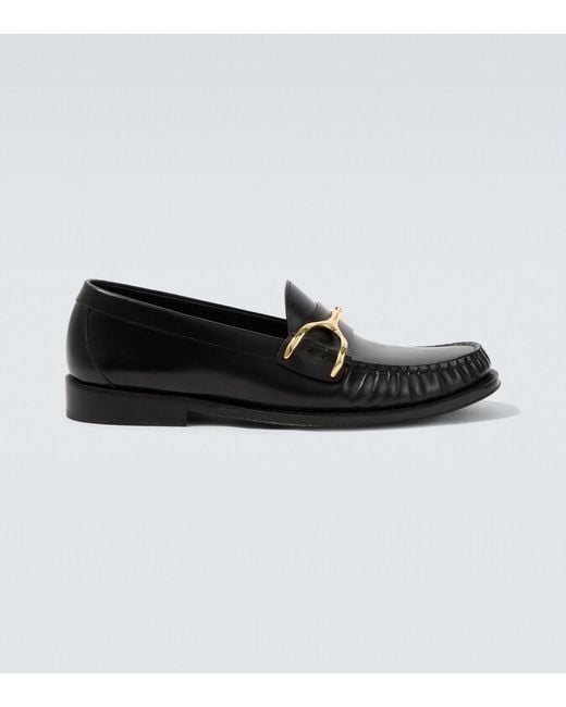 McQueen Black Wishbone Leather Loafers for men