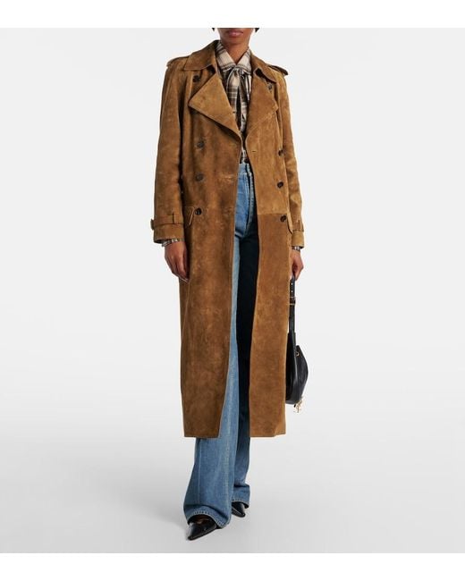 Saint Laurent Brown Suede Trench Coat