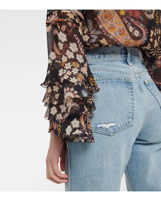 Re/done Blue Mid-rise Straight-leg Jeans