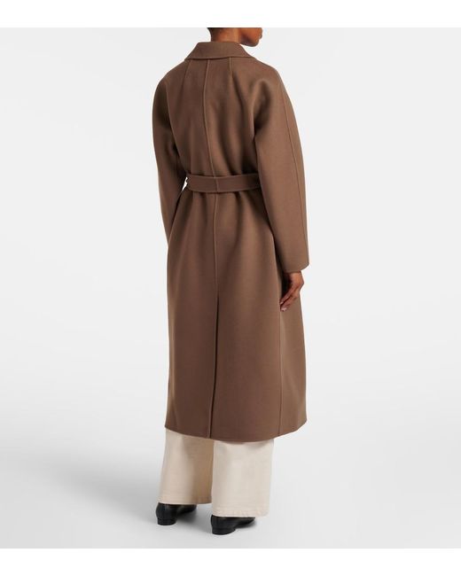 Max Mara Brown Dama Virgin Wool Wrap Coat
