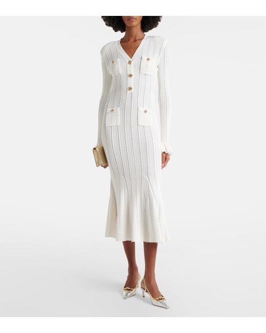 Self-Portrait White January Embellished Midi Dress
