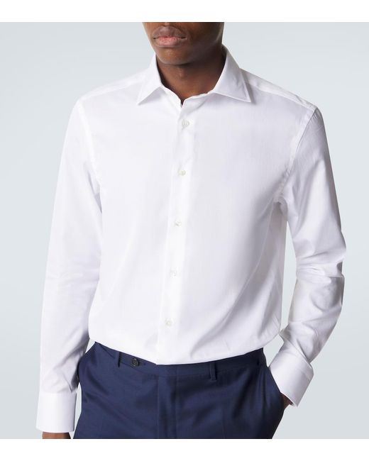 Canali White Cotton Poplin Shirt for men