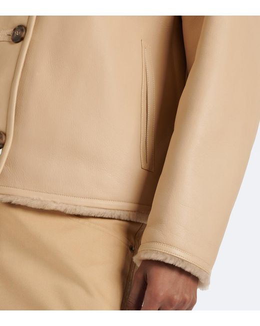 Yves Salomon Natural Reversible Shearling-Trimmed Leather Jacket