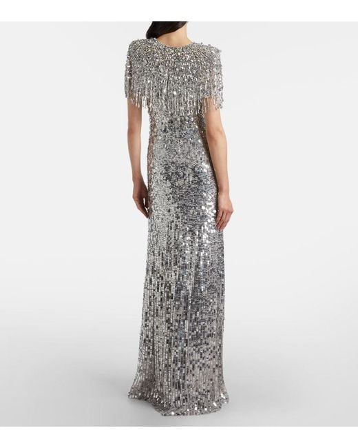 Jenny Packham Gray Eugenie Sequined Gown