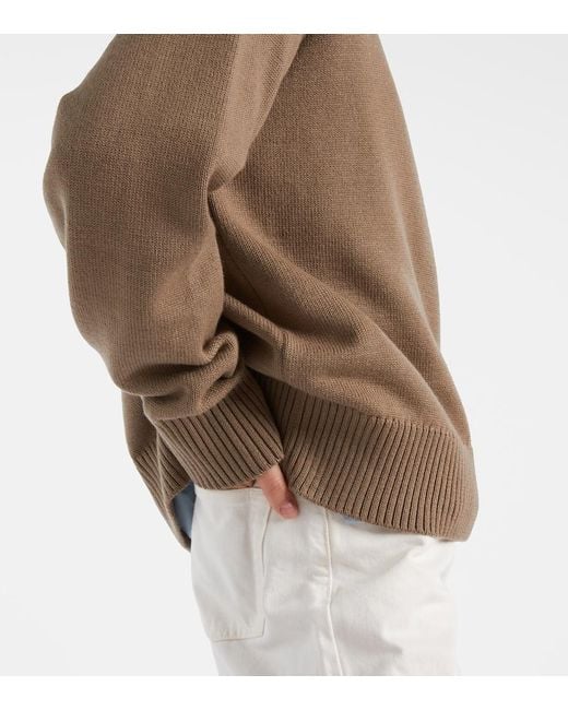 AMI Brown Ami De Cour Wool And Cotton Sweater