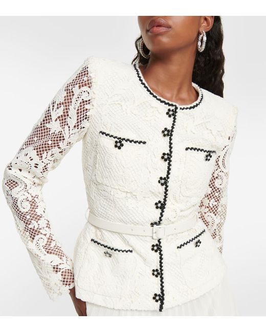 Self-Portrait Convertible Pleated Georgette And Embellished Corded Lace  Midi Dress in White | Lyst