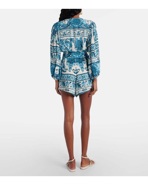Adriana Degreas Blue Printed High-Rise Shorts
