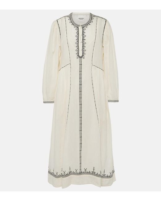 Isabel Marant White Pippa Embroidered Cotton Midi Dress
