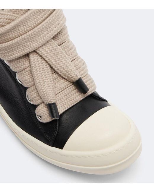 Rick Owens Black Jumbolace Leather Sneakers