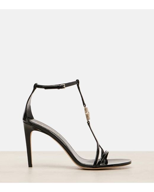 Sandalias 100 De Charol Adornadas Gucci de color Black