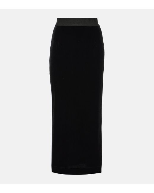 Dolce & Gabbana Black Velvet Pencil Skirt