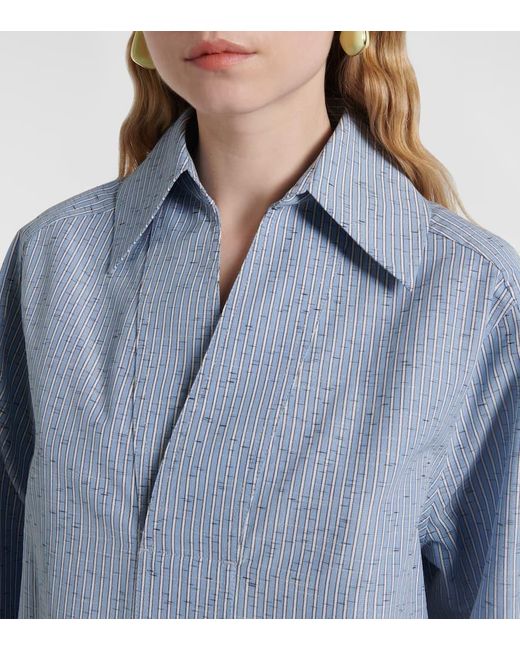 Bottega Veneta Blue Bluse Aus Baumwolle Und Leinen
