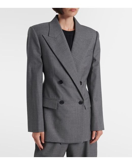 Givenchy Gray Double-Breasted Wool Blazer