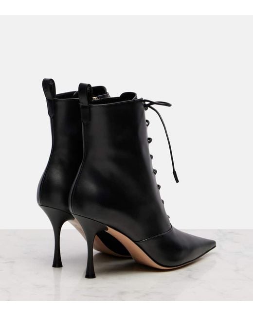 Botas De Piel Con Cordones Gianvito Rossi de color Black