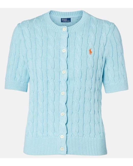Polo Ralph Lauren Blue Cable-Knit Cotton Cardigan