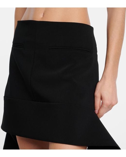 Minifalda De Crepe Con Cinturon Courreges de color Black