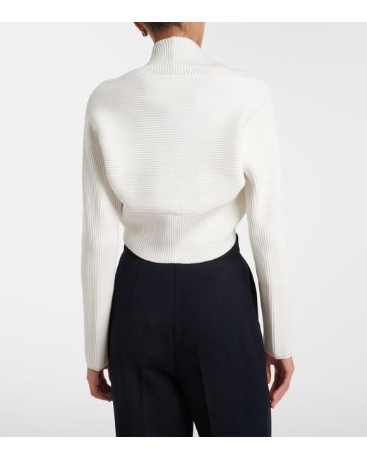 Max Mara White Knitted Floral-Applique Shrug