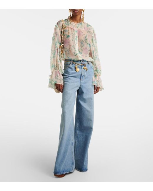 Blusa Abullonada Seda Chloé de color Multicolor