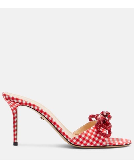 Mach & Mach Red Double Bow 85 Gingham Mules