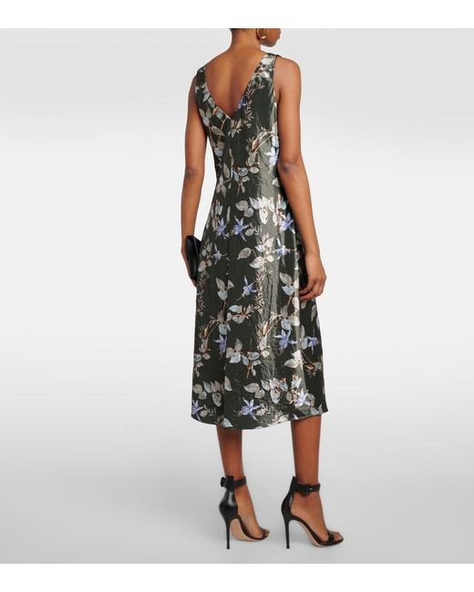 Vince Green Floral Satin Midi Dress