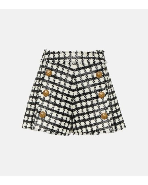 Balmain Black High-Rise Shorts Aus Einem Wollgemisch