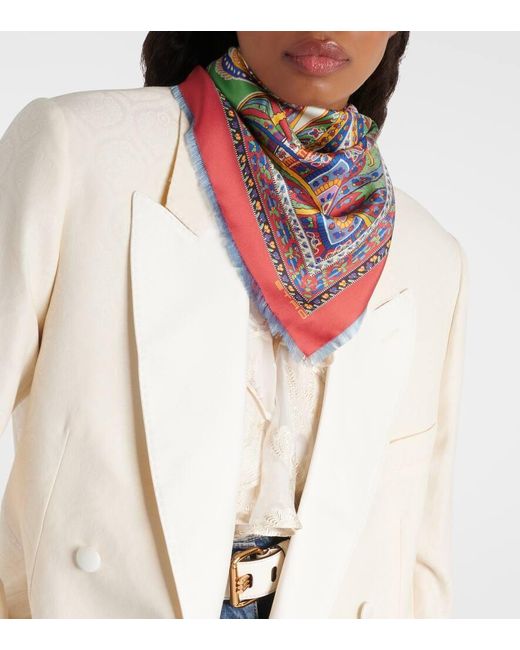 Foulard in seta con stampa di Etro in Multicolor