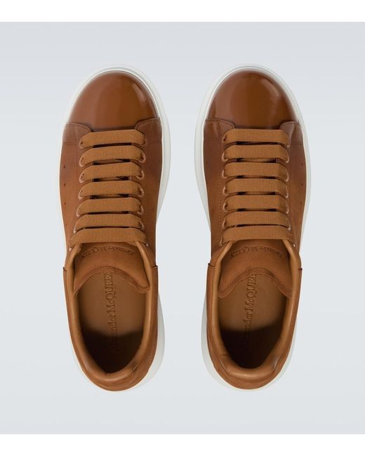 McQueen Brown Oversized Leather Sneakers for men