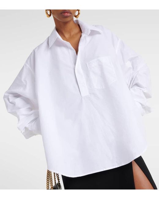 Camicia oversize in popeline di cotone di Balenciaga in White