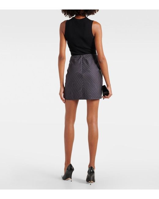 Off-White c/o Virgil Abloh Black Pinstripe Asymmetric Wool Blend Miniskirt