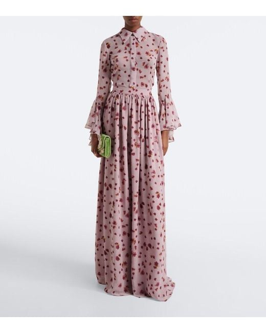 Markarian Purple Morgaine Floral Chiffon Maxi Skirt