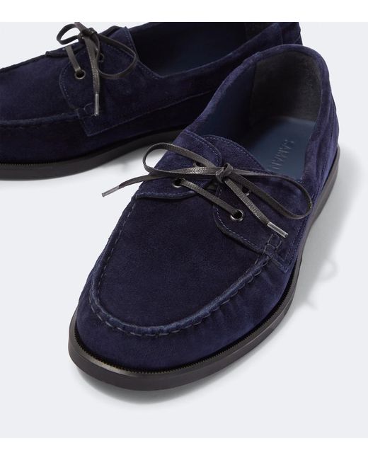Saman Amel Blue City Moc Suede Boat Shoes for men