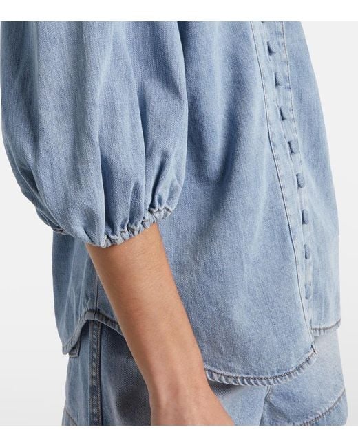 Blusa Di Jeans Lucky di Zimmermann in Blue