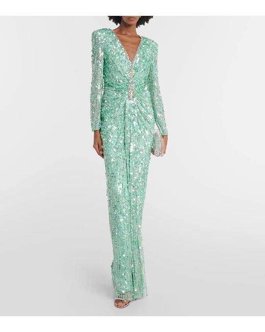 Jenny Packham Green Sequined Gown