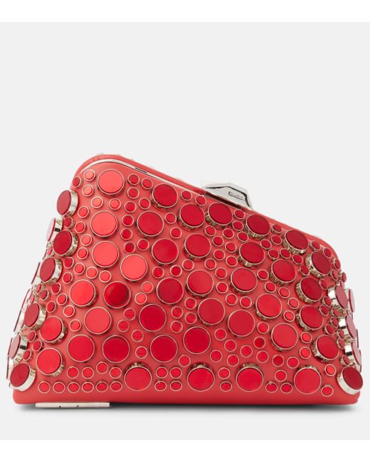 The Attico Red Midnight Mini Embellished Leather Clutch