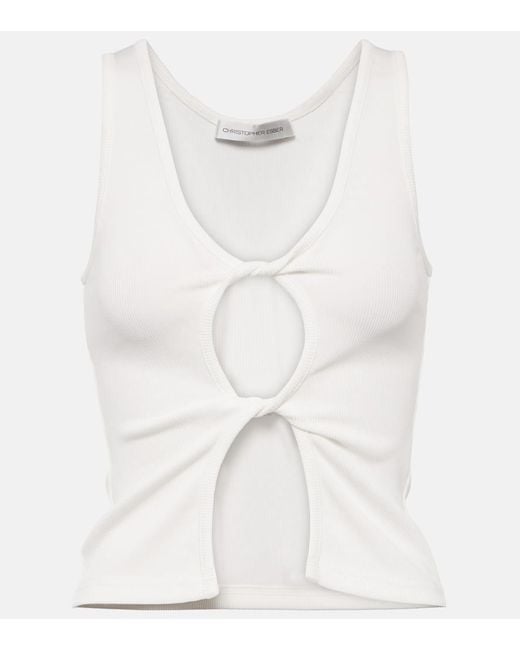 Tank top in jersey con cut-out di Christopher Esber in White