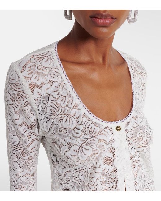 Bananhot White Trista Sheer Lace Cardigan