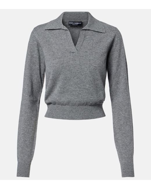 Dolce & Gabbana Gray Cashmere Polo Sweater