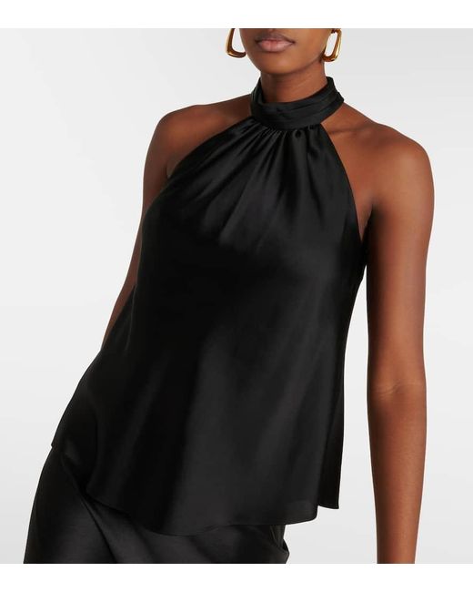 Top Thea De Saten Con Cuello Halter Jonathan Simkhai de color Black