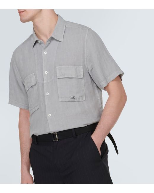 Camicia bowling in lino di C P Company in Gray da Uomo