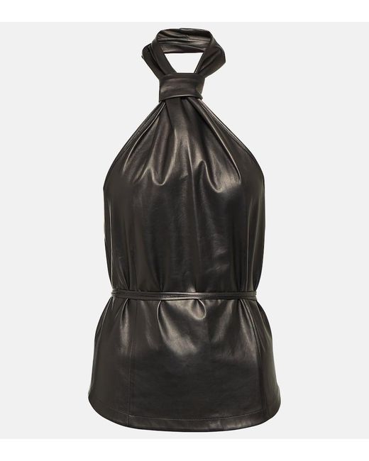 Ann Demeulemeester Black Halterneck Leather Top