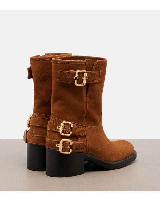 Chloé Brown Dakota Suede Biker Boots