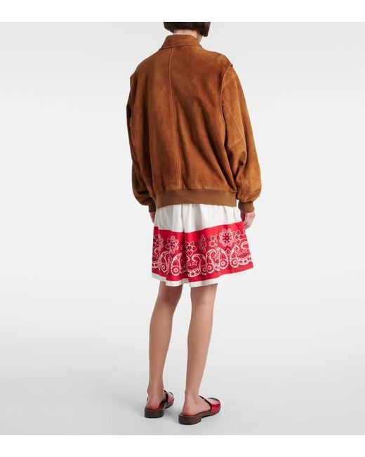 Chaqueta De Ante Con Logo Miu Miu de color Brown