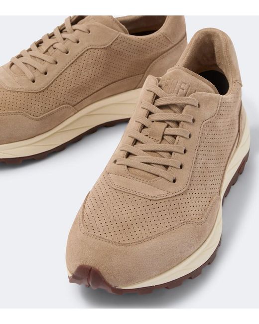 Fedeli Natural Suede-Trimmed Sneakers for men