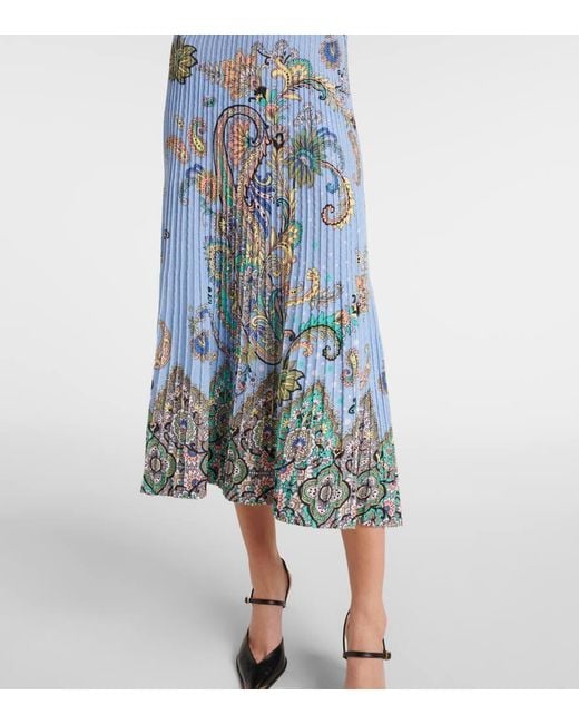 Robe Midi Imprimee En Coton Melange Etro en coloris Blue