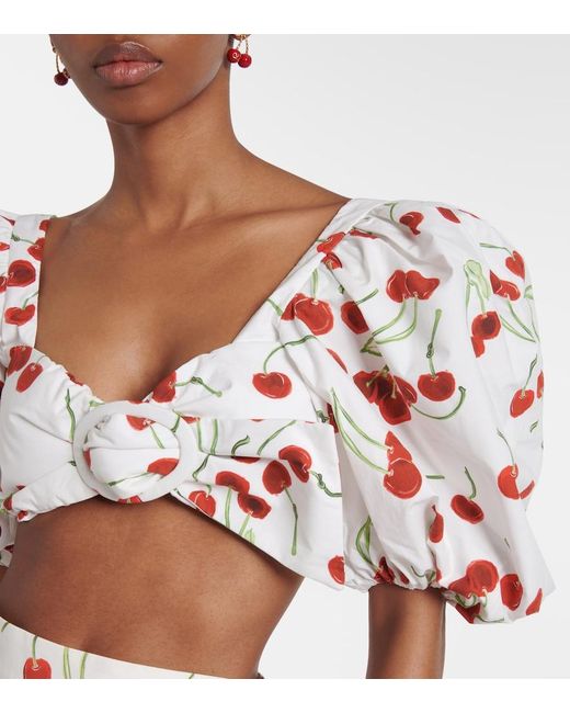 Adriana Degreas Red Printed Cotton Bandeau Top