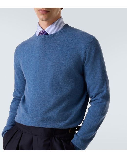 Rubinacci Blue Cashmere Sweater for men