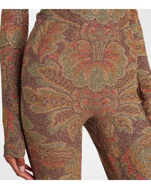 Etro Natural Printed Jersey Flared Pants