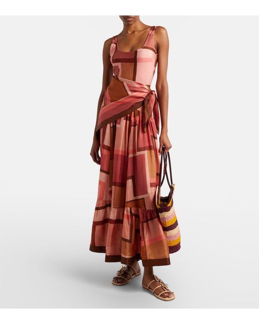 Zimmermann Red Como Printed Bodysuit